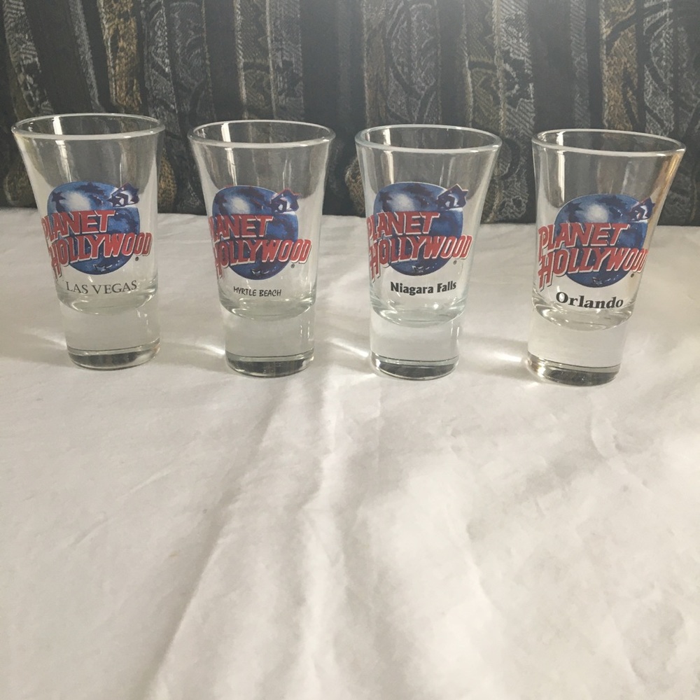Lot of 4 Planet Hollywood Shot Glasses